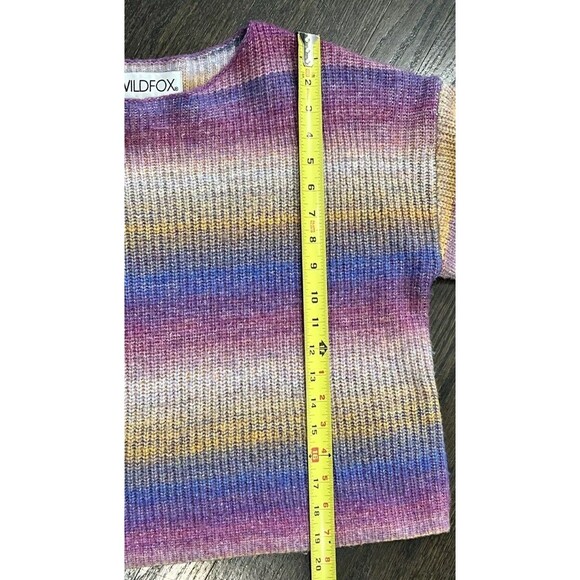 Wildfox Maverick Sweater Purple Rainbow Ombré Wool Blend Cropped Boxy - Picture 7 of 9